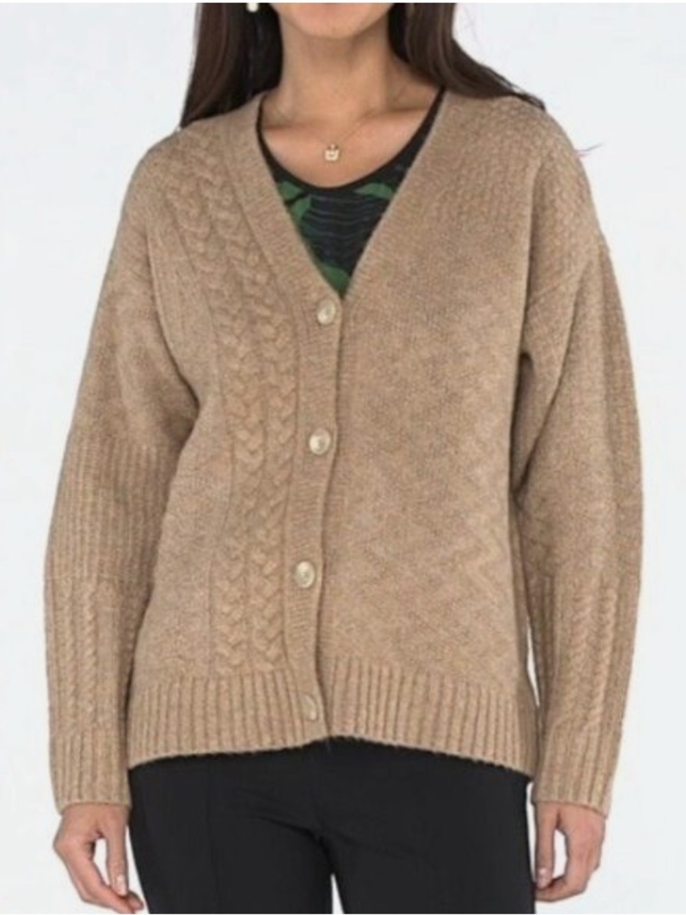 Cabi 4474 Tan Neighborhood Cardigan Sweater Collegiate Academia Work Size XS